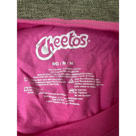 Cheetos Cheetah Flamin Hot Graphic Pink Crop Tee Shirt Womens Medium - Picture 4 of 6